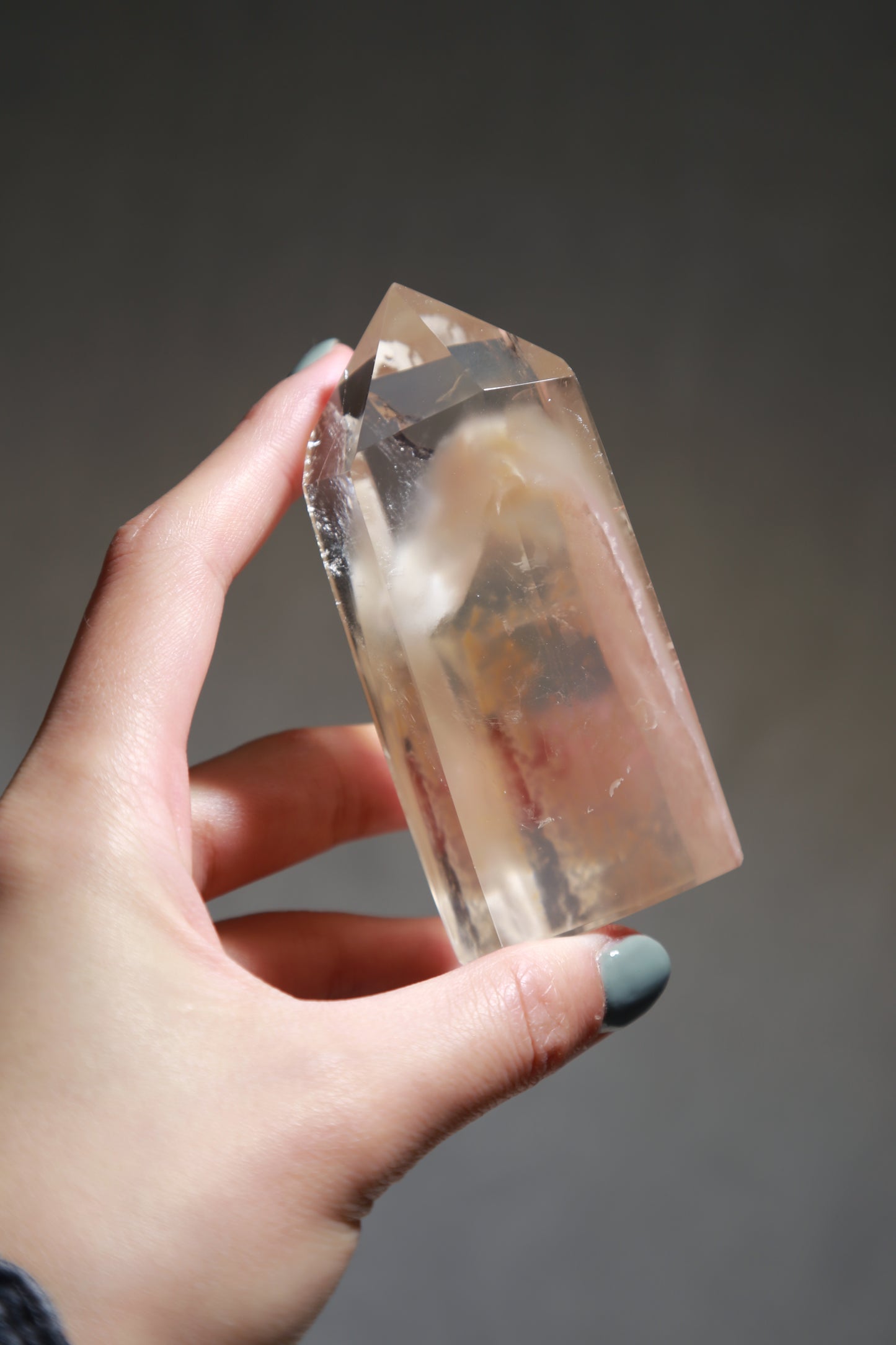 Pink Amphibole Rabbit Hair Quartz Manifestation Crystal Tower