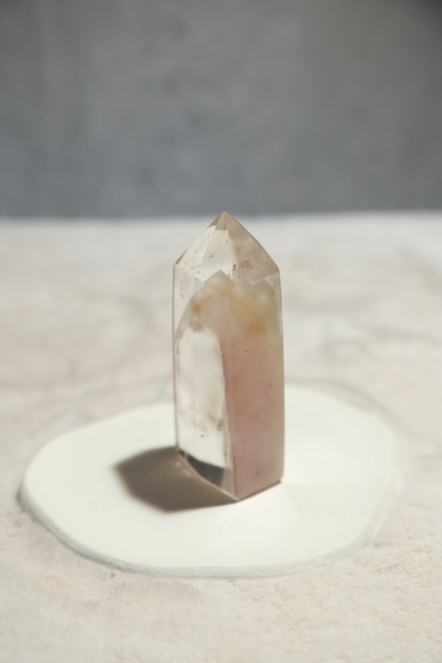 Pink Amphibole Rabbit Hair Quartz Manifestation Crystal Tower