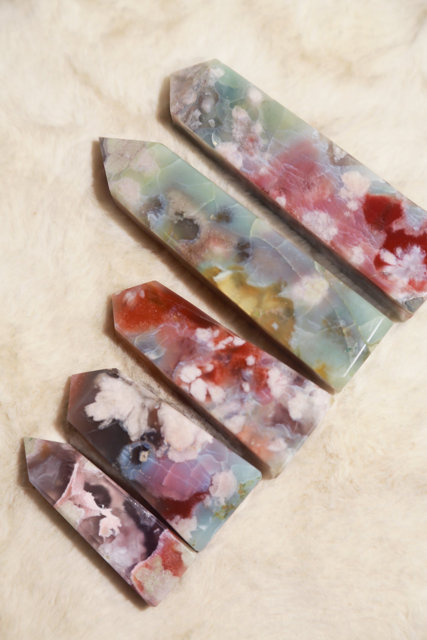 Red & Blue Flower Agate Obelisk