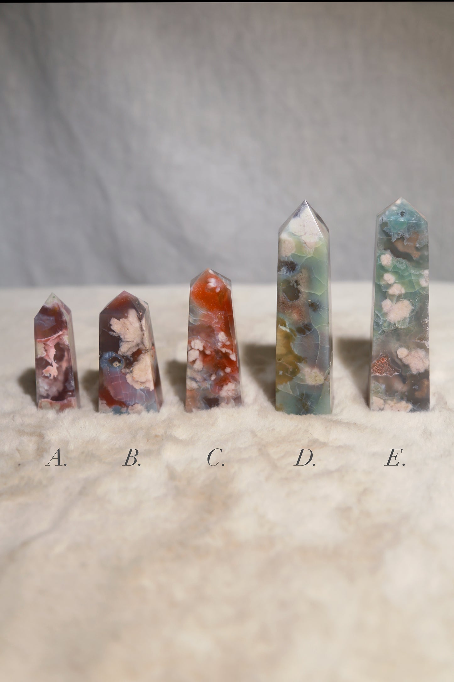 Red & Blue Flower Agate Obelisk