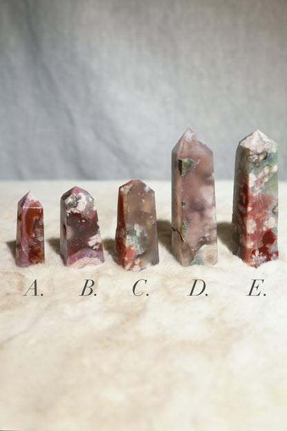 Red & Blue Flower Agate Obelisk