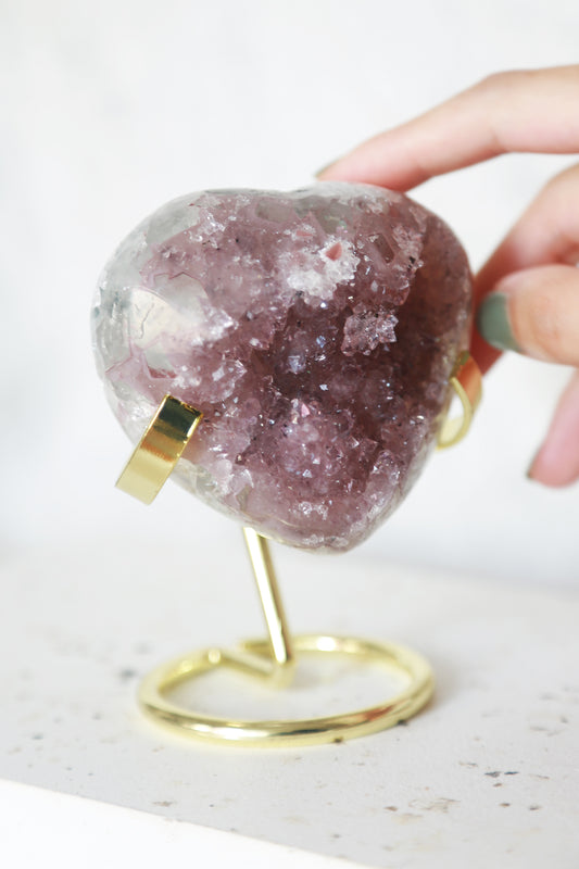 Purplish Pink Druzy Rainbow Amethyst Heart