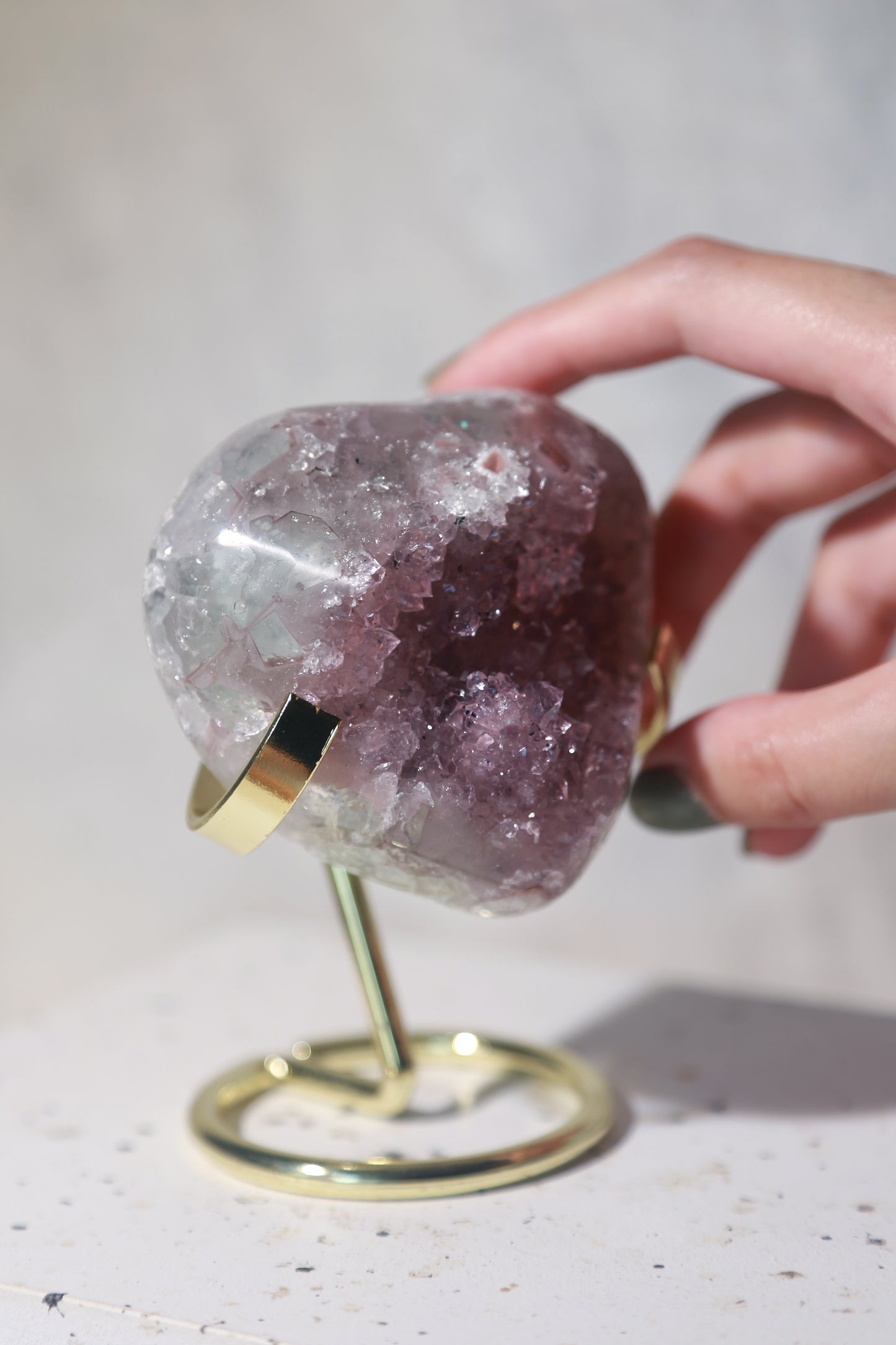 Purplish Pink Druzy Rainbow Amethyst Heart