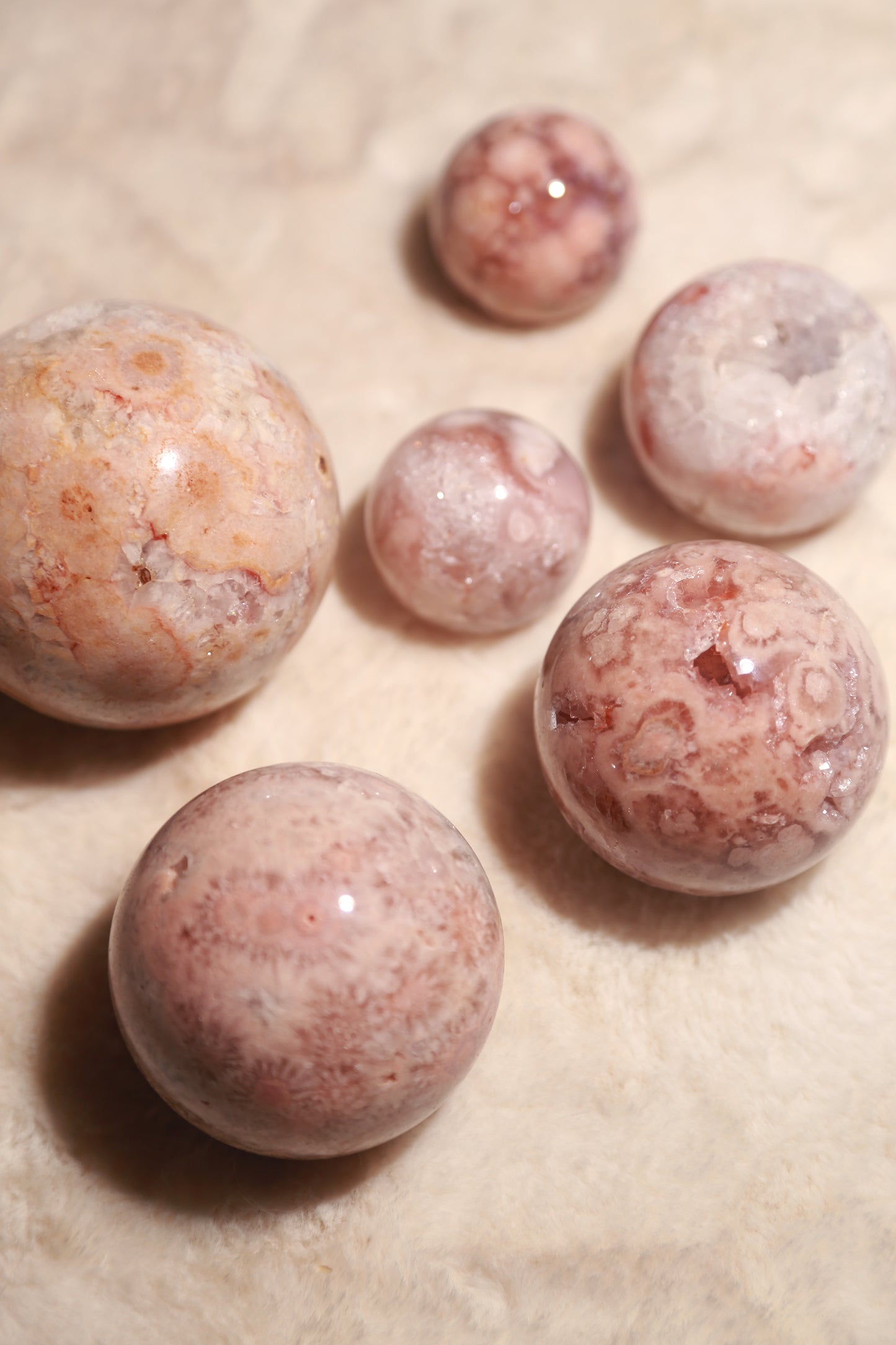 Pink Flower Agate Sphere