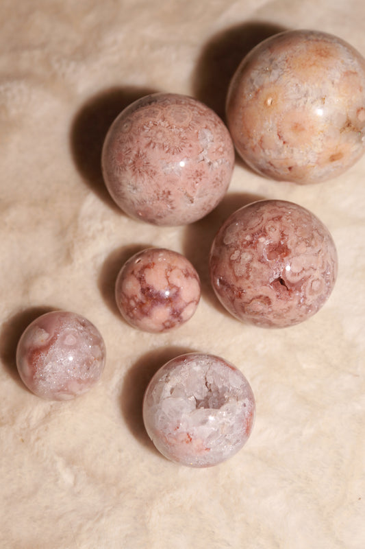 Pink Flower Agate Sphere