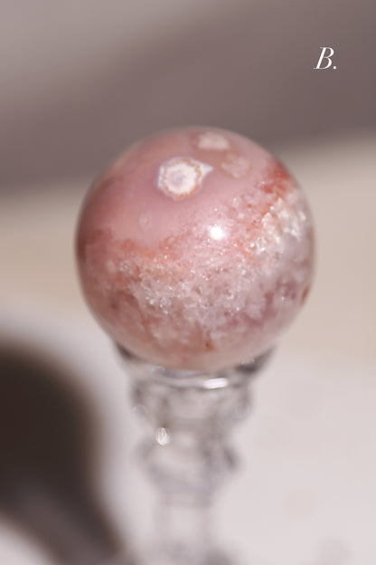 Pink Flower Agate Sphere