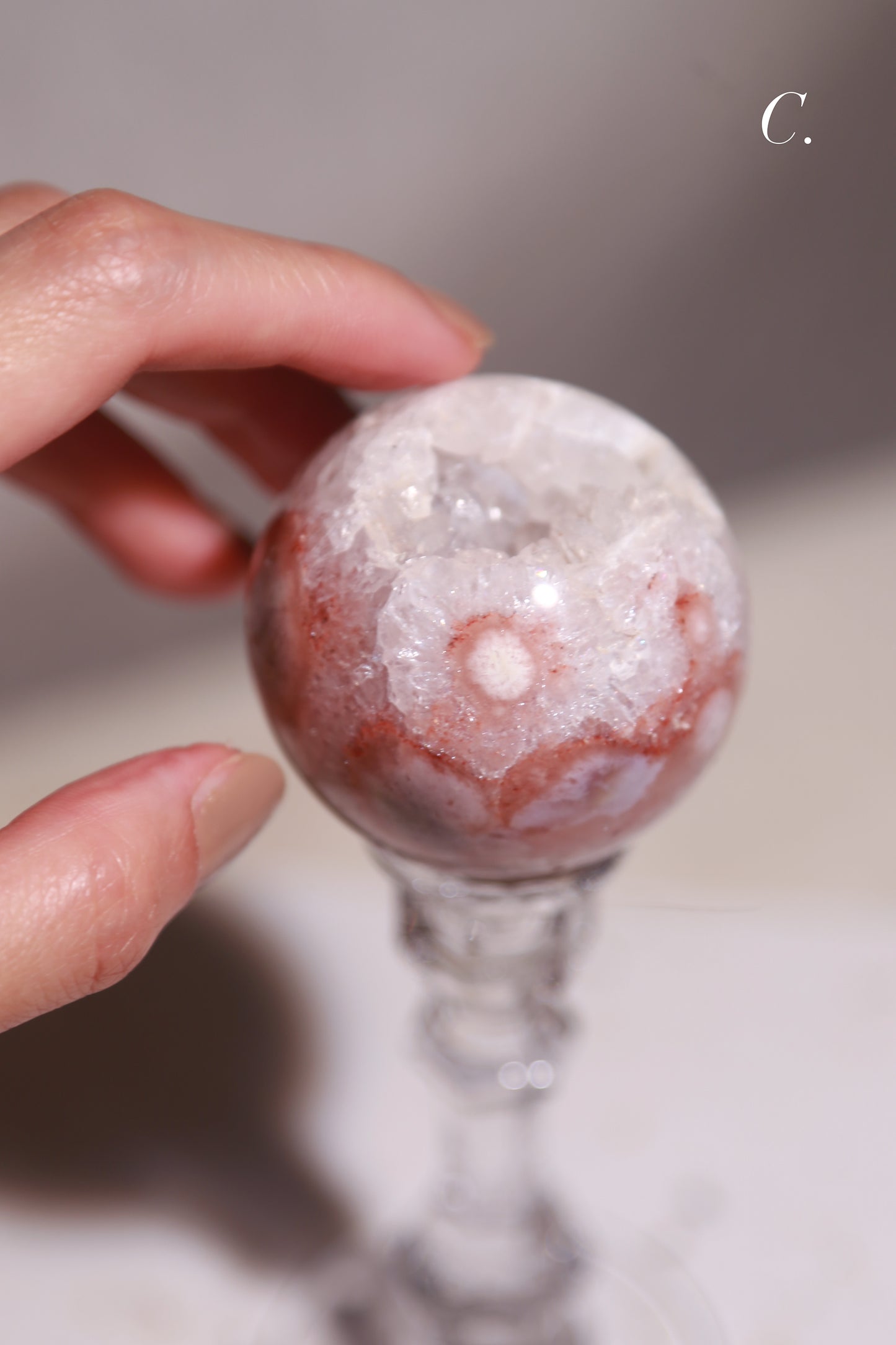 Pink Flower Agate Sphere