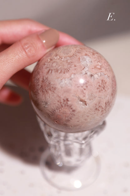 Pink Flower Agate Sphere