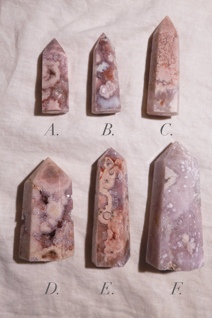Druzy Pink Flower Agate Tower