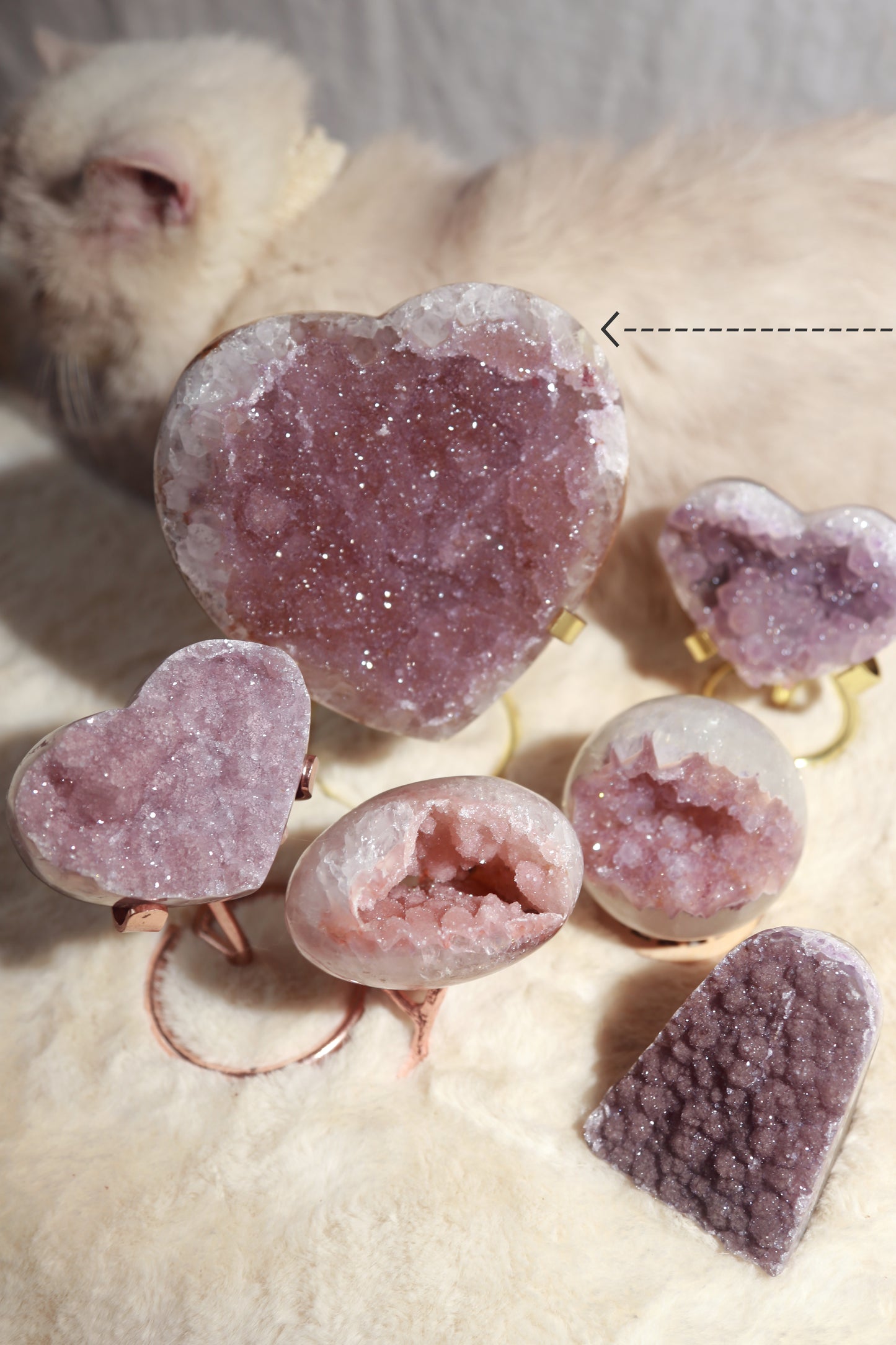 Pinkish Purple Sugar Amethyst Large Heart