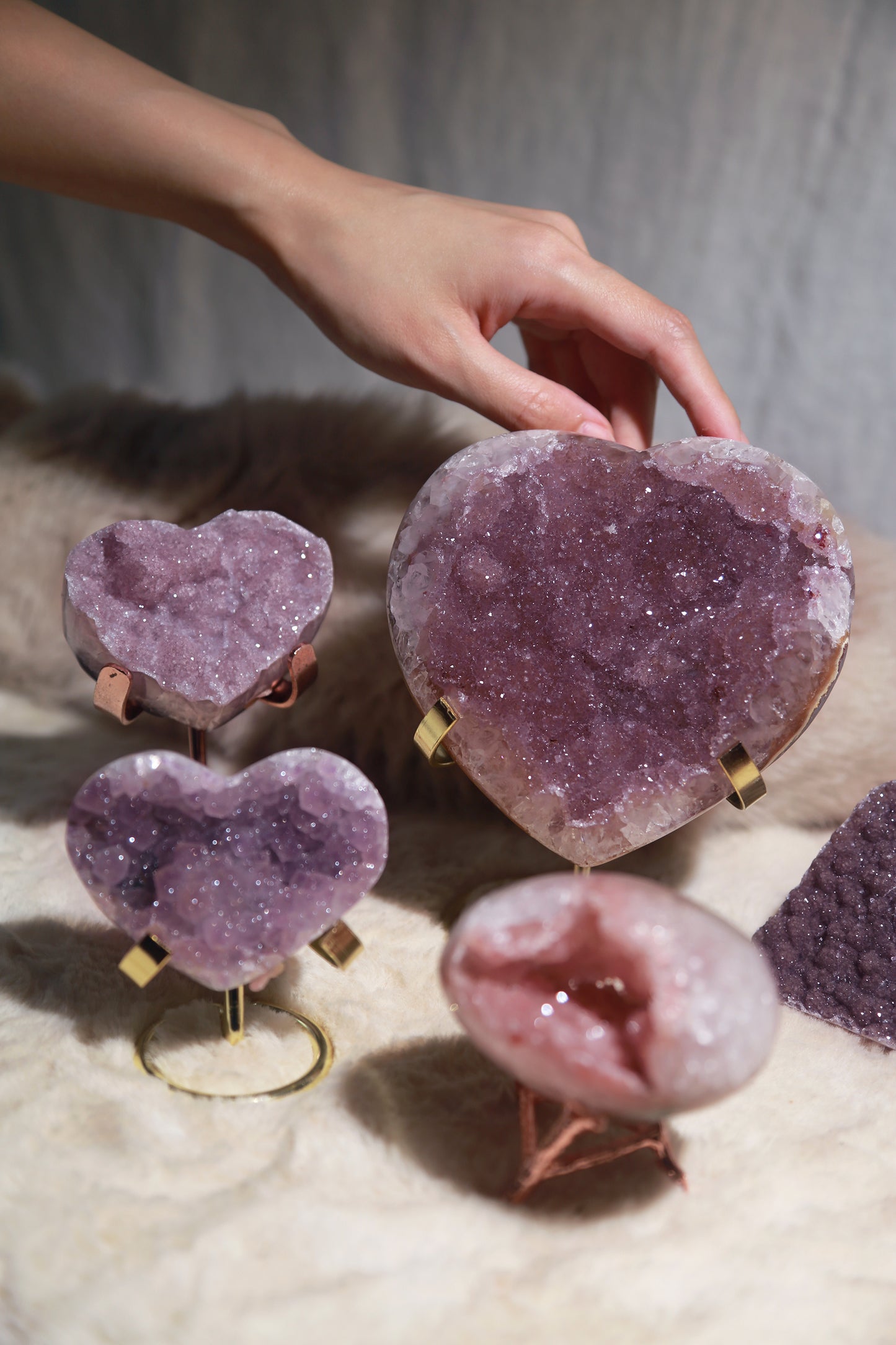 Pinkish Purple Sugar Amethyst Large Heart