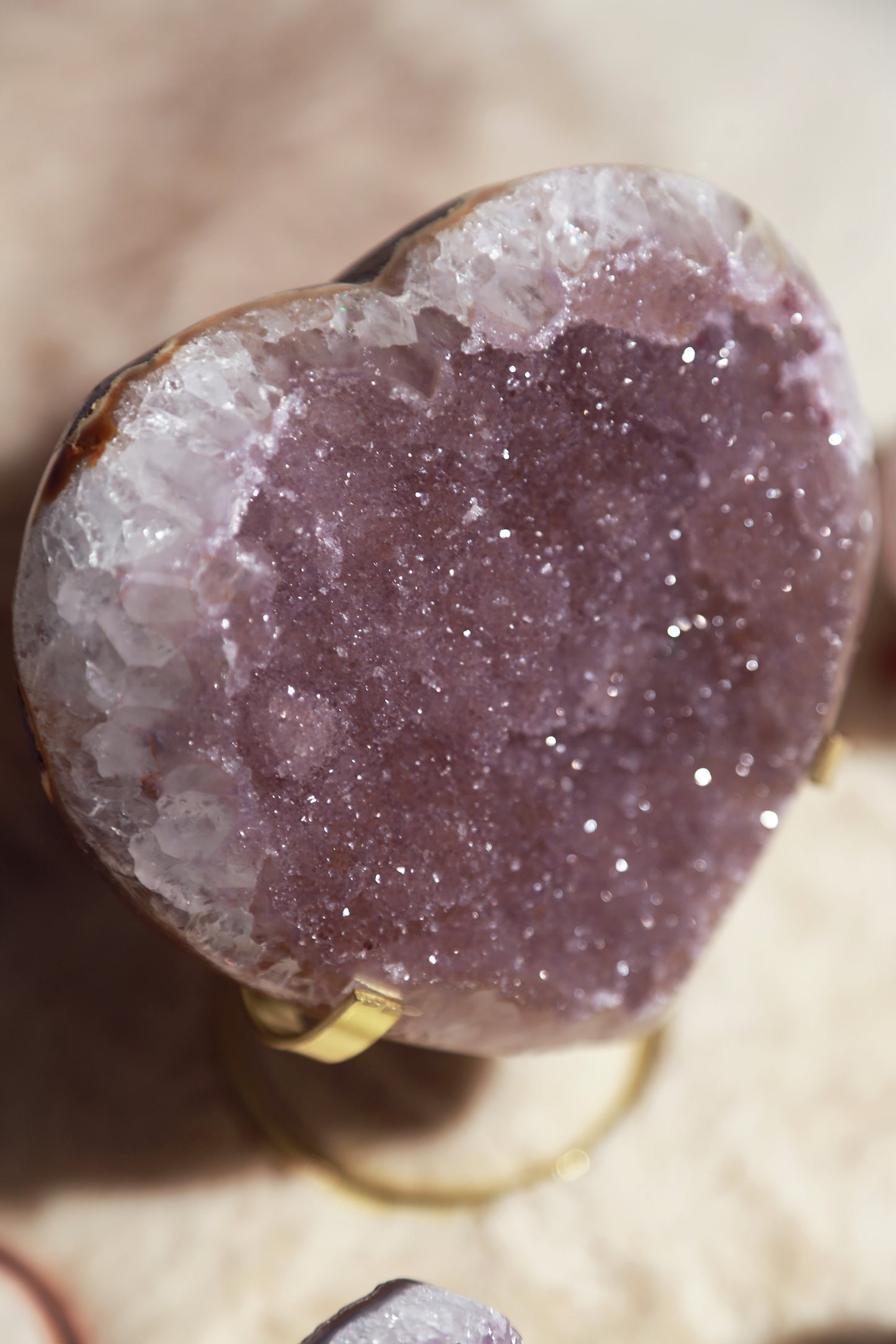 Pinkish Purple Sugar Amethyst Large Heart