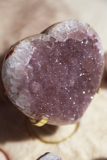 Pinkish Purple Sugar Amethyst Large Heart