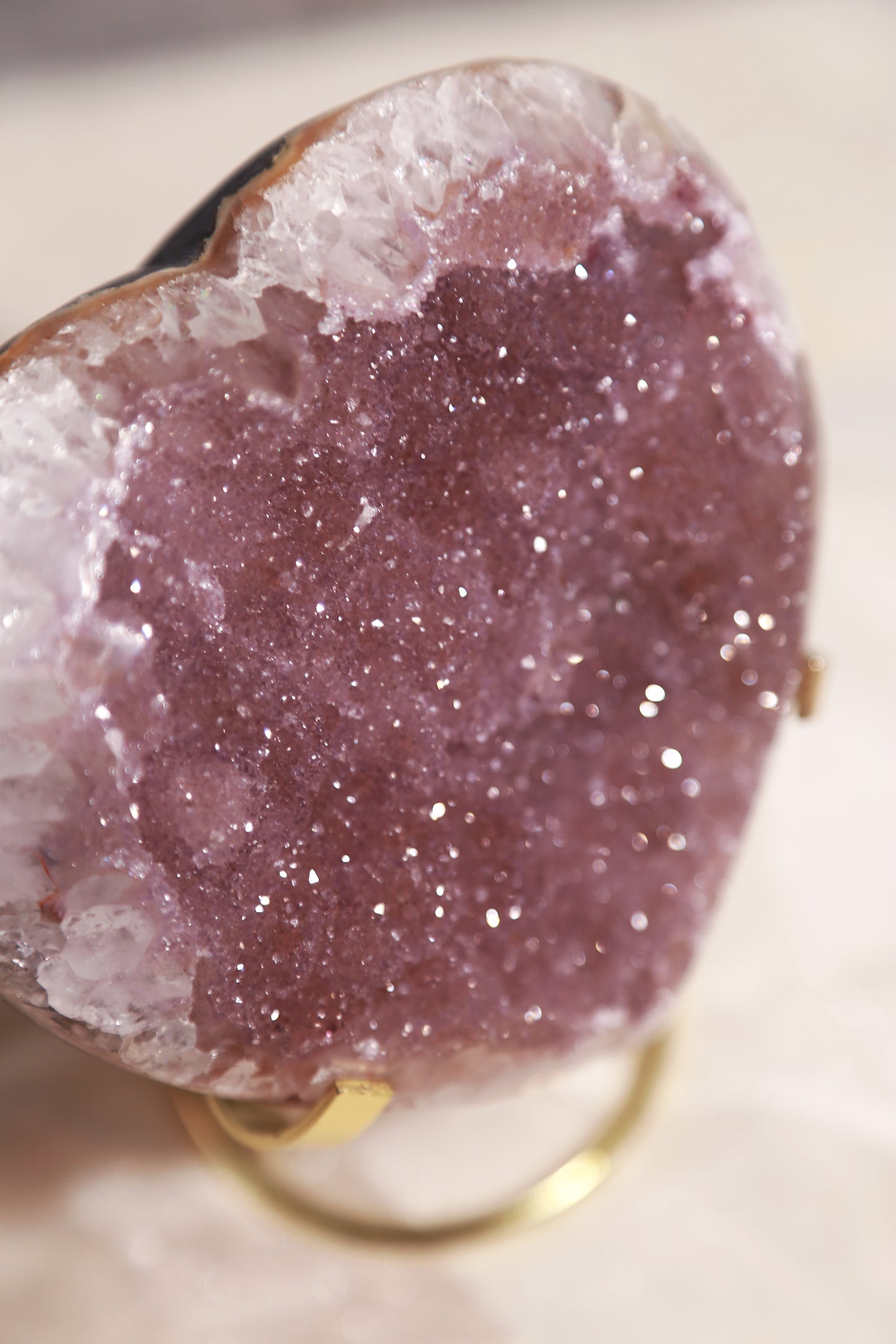 Pinkish Purple Sugar Amethyst Large Heart