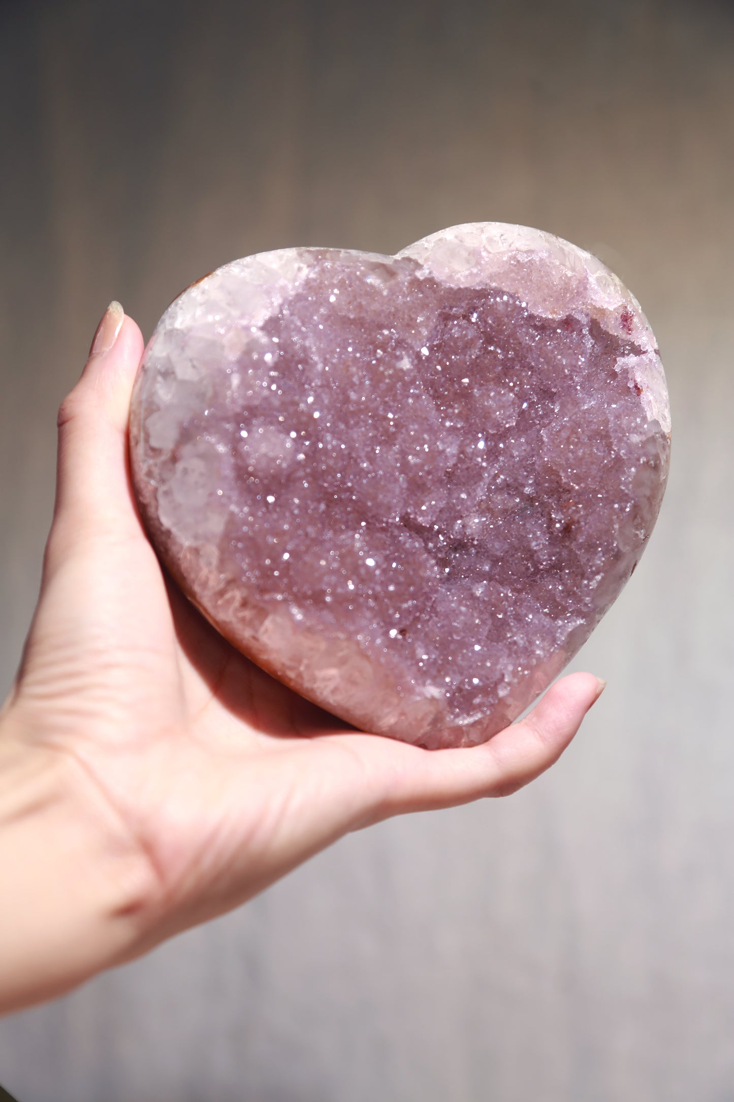 Pinkish Purple Sugar Amethyst Large Heart