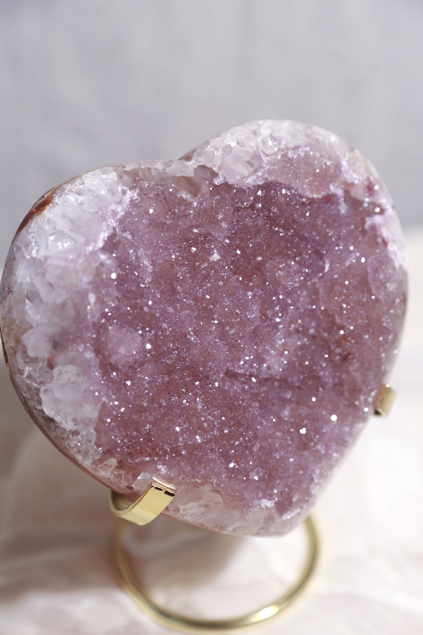 Pinkish Purple Sugar Amethyst Large Heart
