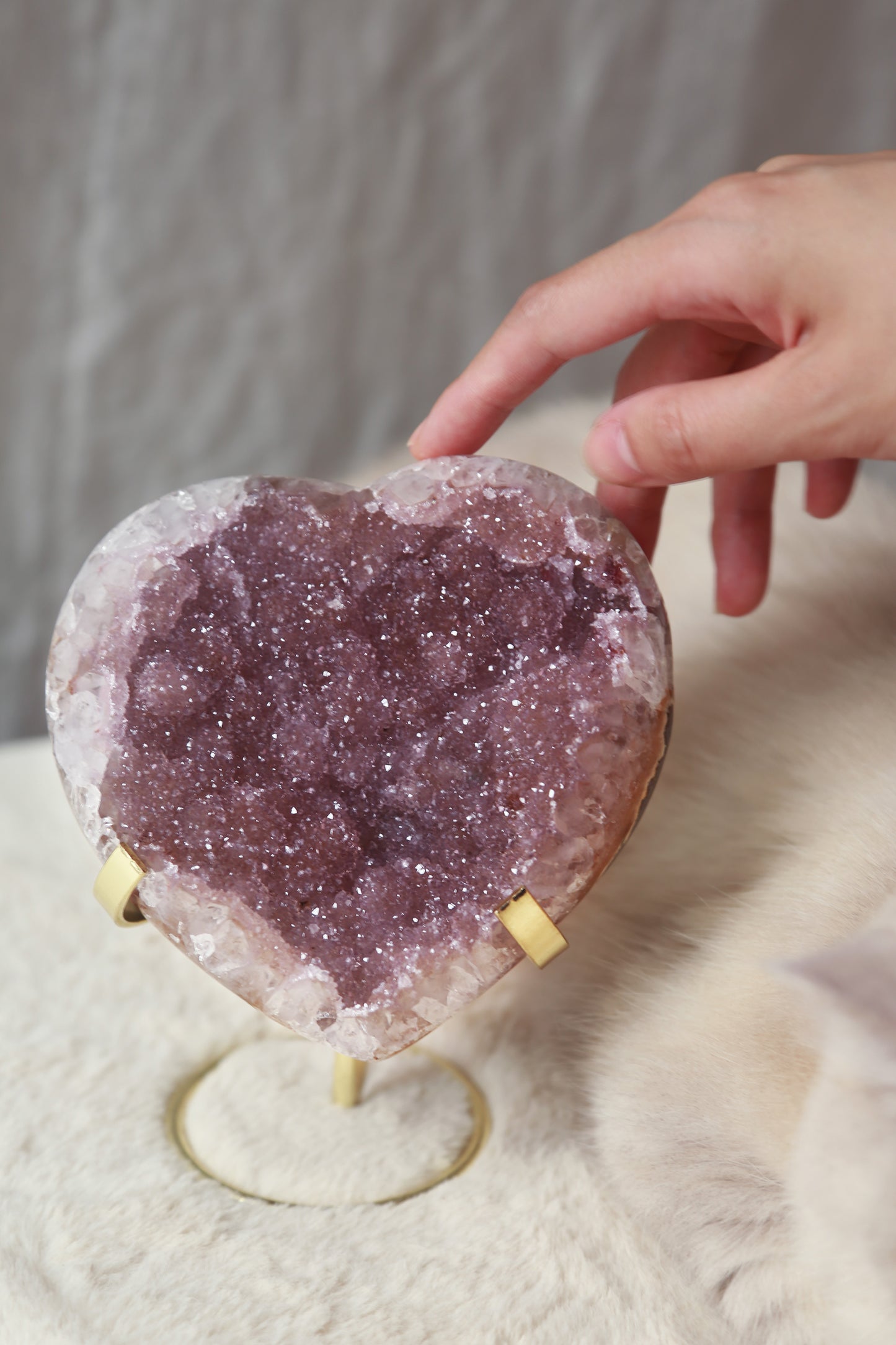 Pinkish Purple Sugar Amethyst Large Heart