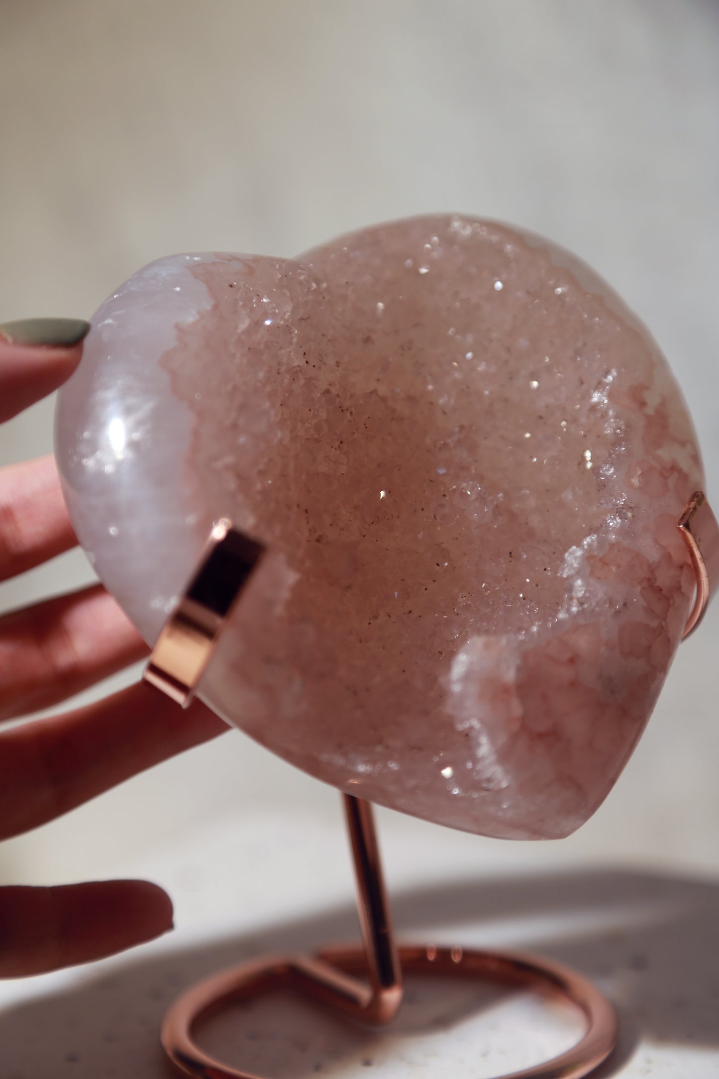 Quartzy Pink Druzy Rainbow Amethyst Heart