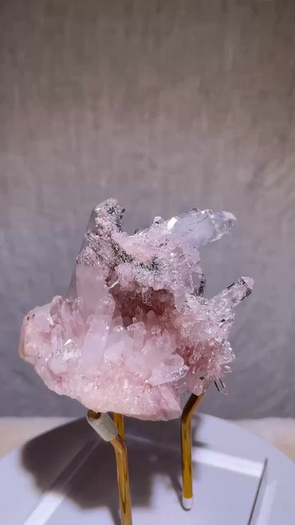 Colombian Pink Lemurian Quartz Stacked Cluster