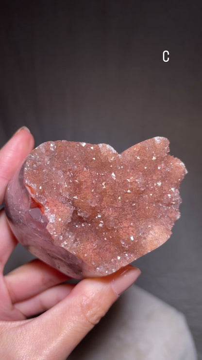 Yellow / Grapefruit Druzy Amethyst Heart