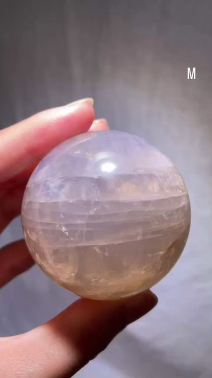 Blue Rose Quartz with Golden Healer Sphere