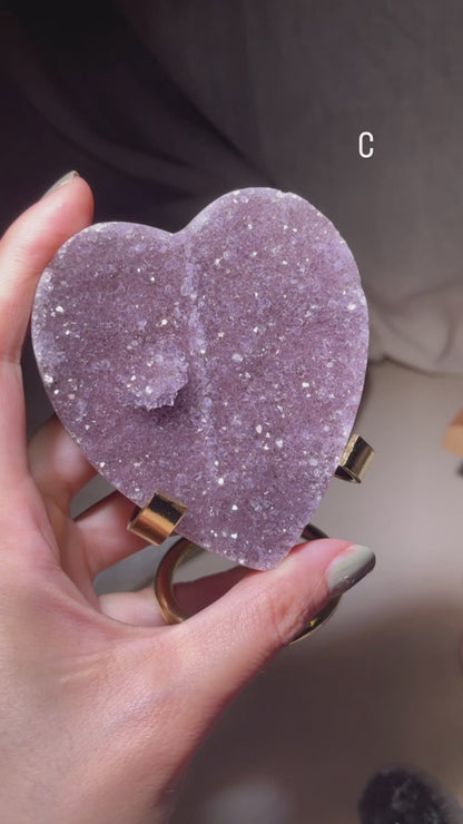 Rainbow Amethyst Druzy Geode Heart