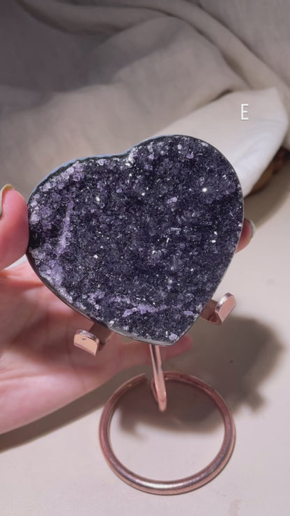 Rainbow Amethyst Druzy Geode Heart