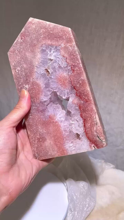 Purple Druzy Pink Amethyst Statement Tower [T]