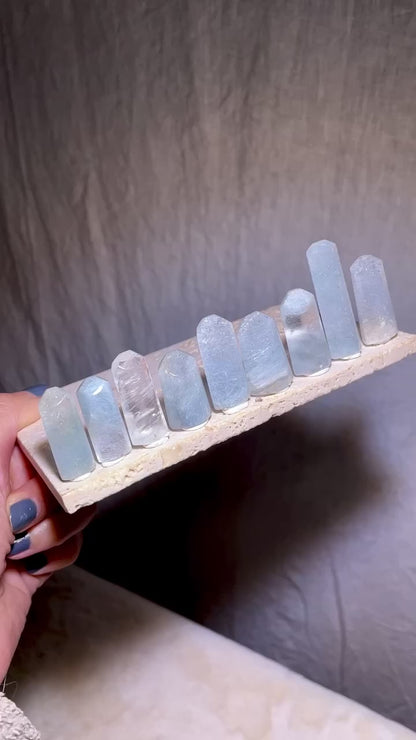 Blue Rutile Quartz Blue Amphibole Rabbit Hair Quartz Rolled Tower