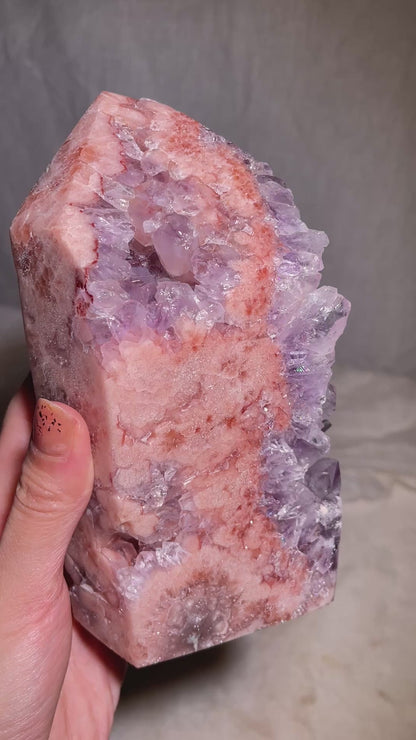 Purple Druzy Pink Amethyst Statement Tower [D]