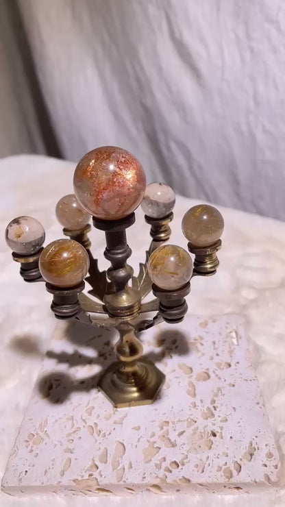 [Helios] Arusha Sunstone + Rutile Sphere Set