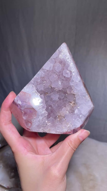 RARE Pink & Purple Druzy Amethyst Diamond with Quartzy Geode