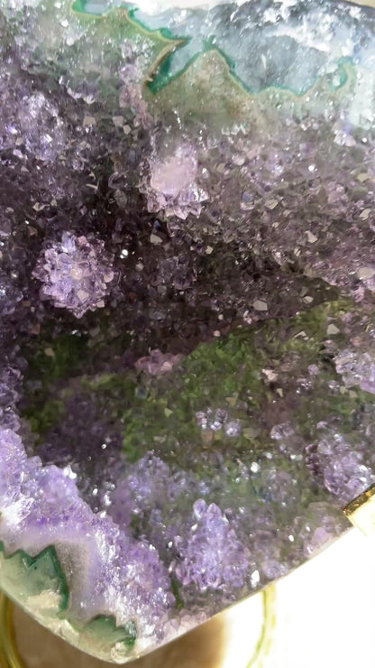 Green Amethyst Purple Sugar Druzy Large Heart
