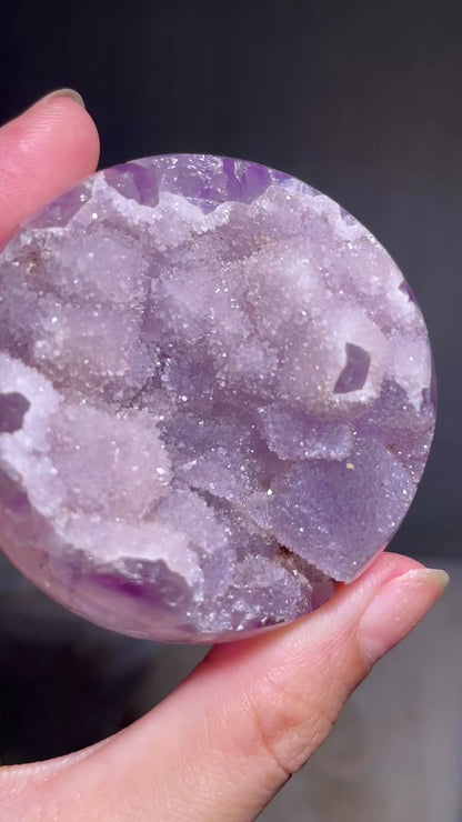Sugar Druzy Green Amethyst with Purple Druzy Tower and Sphere