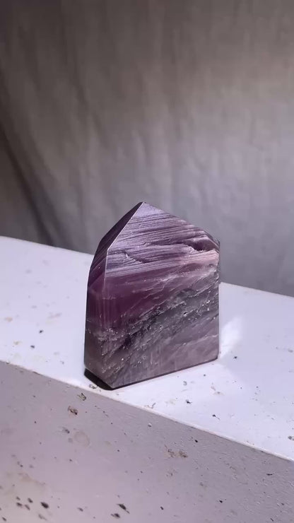 Saturated Mauve Pink Lithium Quartz Tower