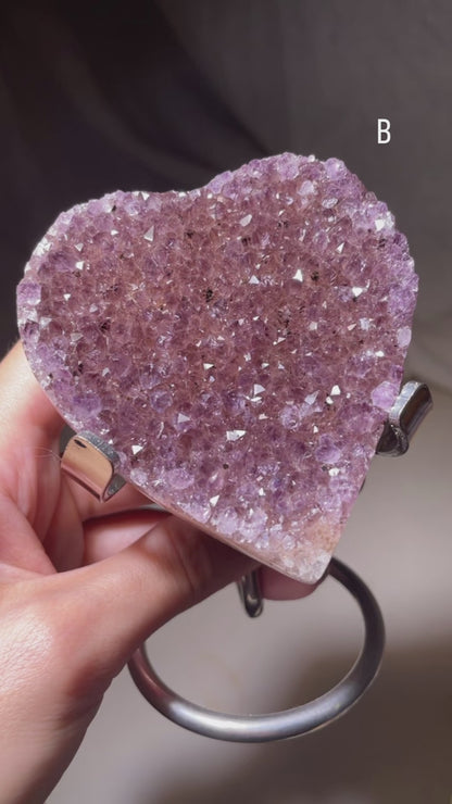 Rainbow Amethyst Druzy Geode Heart