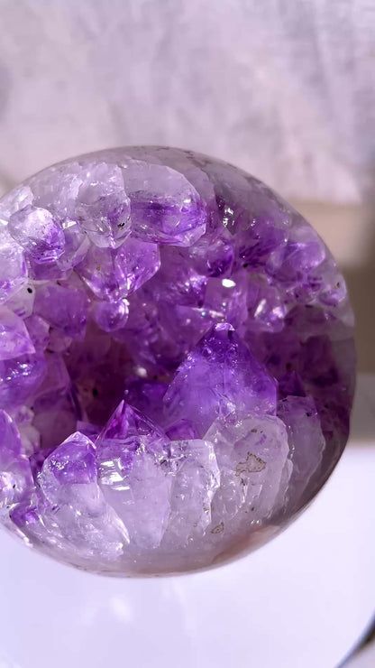 Pink Quartz Rainbow Amethyst Purple Druzy Sphere