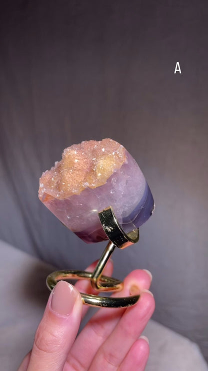 Yellow / Grapefruit Druzy Amethyst Heart