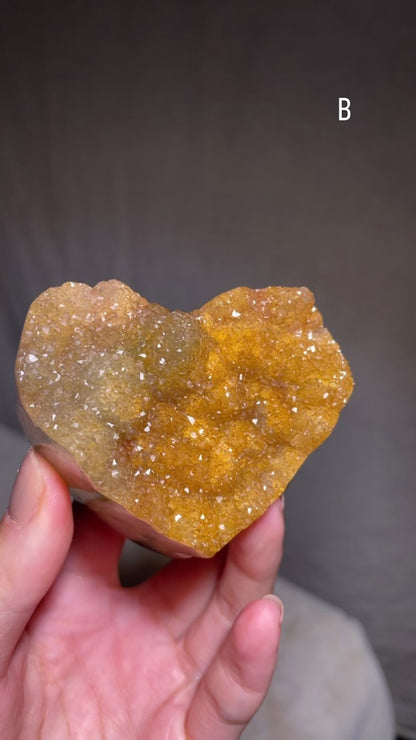 Yellow / Grapefruit Druzy Amethyst Heart