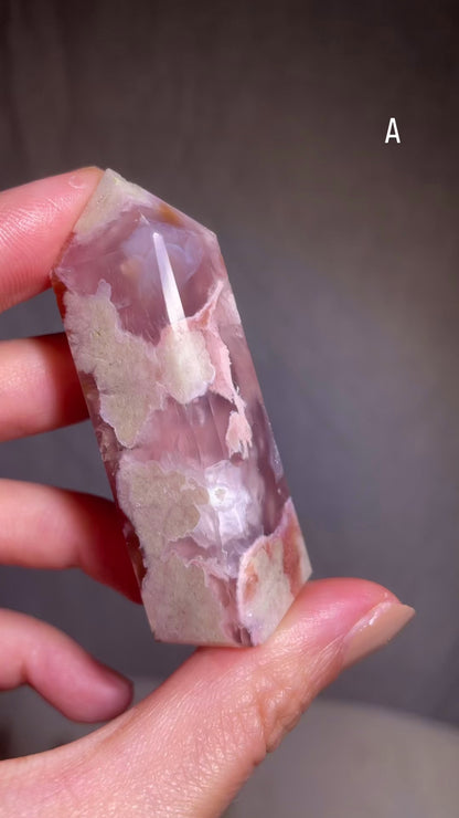 Red & Blue Flower Agate Obelisk