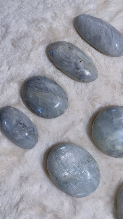 Aquatine Blue Moonstone Palm Stone