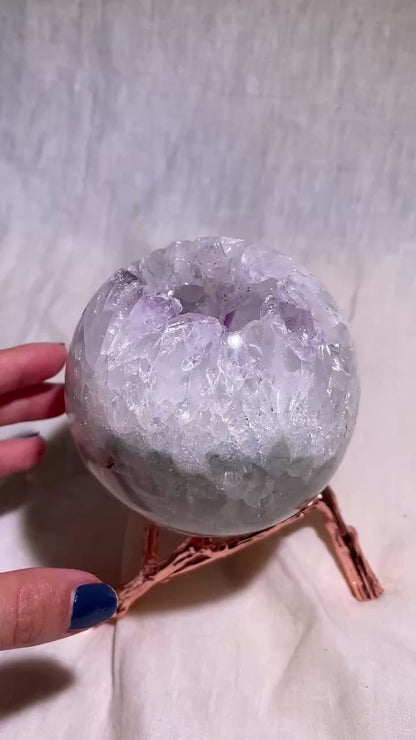 Pink & Green Rainbow Amethyst Purple Druzy Sphere