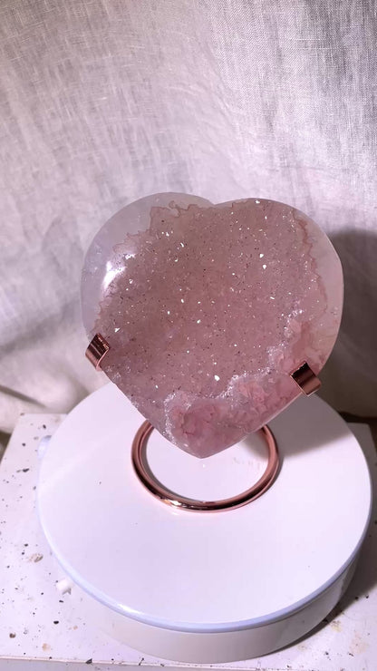Quartzy Pink Druzy Rainbow Amethyst Heart