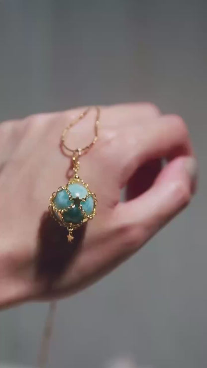 Larimar Sphere in Star Catcher Mesh Necklace