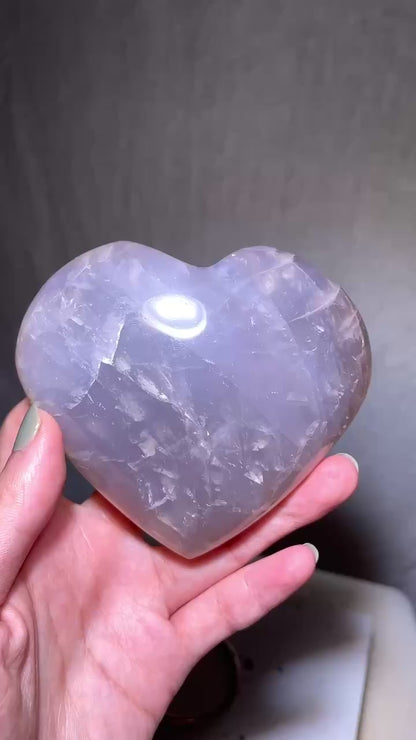 Blue Rose Quartz Heart on metal stand