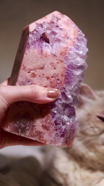 Purple Druzy Pink Amethyst Statement Tower [D]