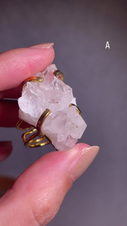 Clear Quartz Cluster Wire Ring
