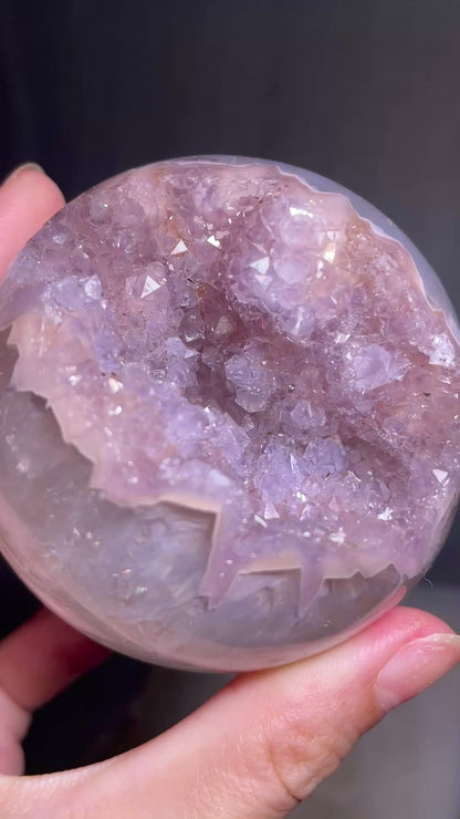 Green Quartz Rainbow Amethyst Pink Druzy Sphere