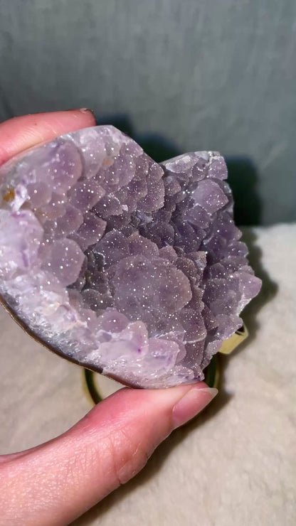 Purple Sugar Amethyst Rosette Heart