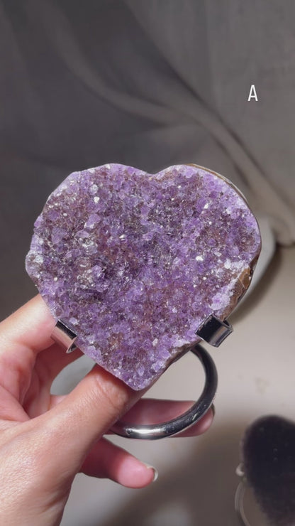 Rainbow Amethyst Druzy Geode Heart